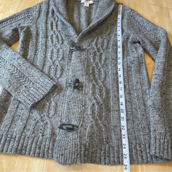 Coldwater Creek Wool Blend Shawl Neck Toggle Cardigan Sweater - Gray - Picture 12 of 15
